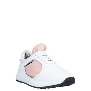 High end Italian Stylish White and Pink Leather Women's Sneakers